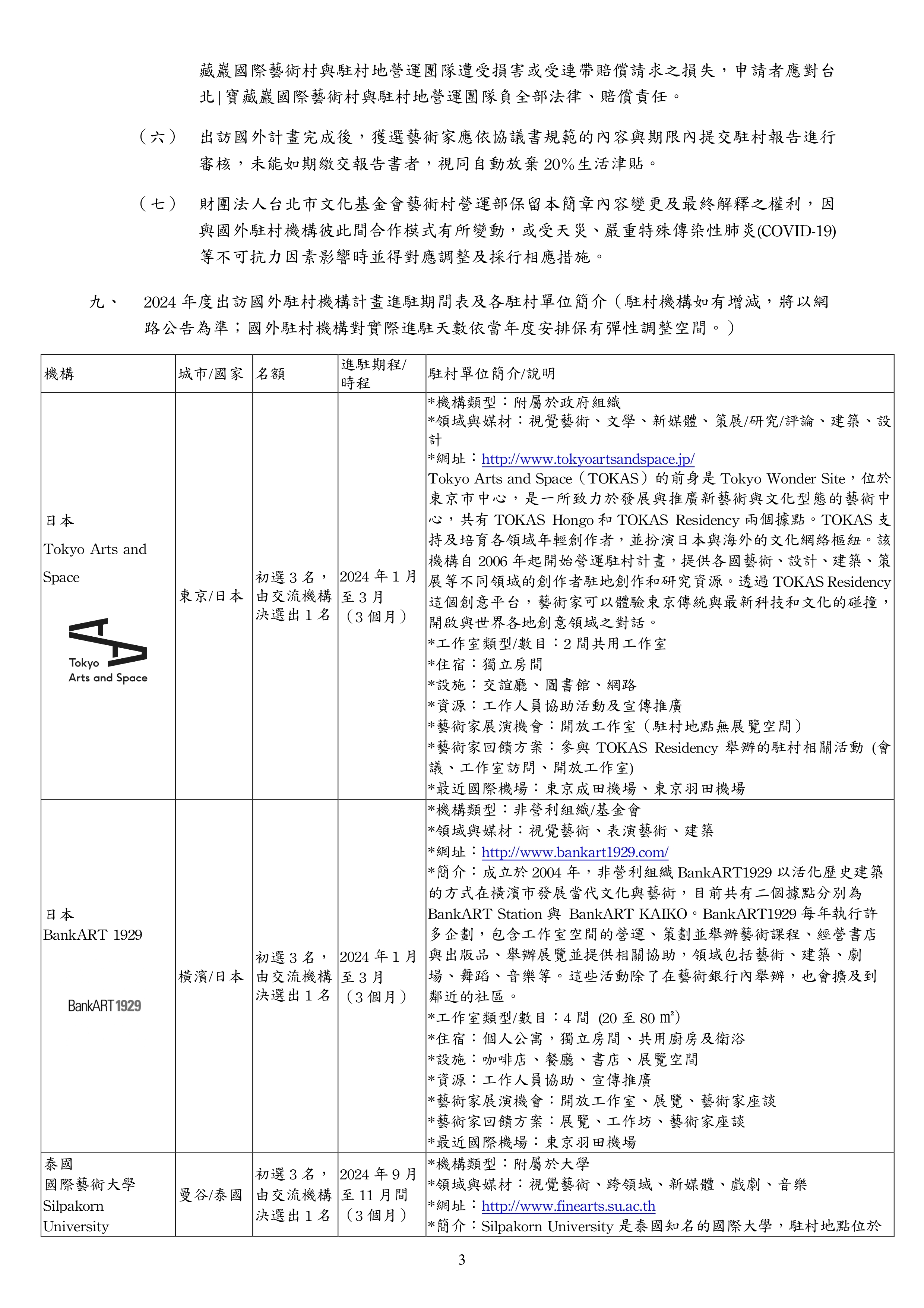 2024 年台北藝術進駐遴選簡章